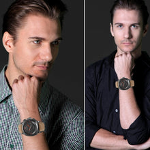 Load image into Gallery viewer, CAGARNY 6833 Fashionable Five Needles Quartz Sport Wrist Watch with Leather Band for Men(Red Scale)