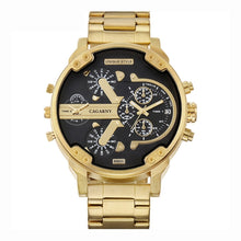 Load image into Gallery viewer, CAGARNY 6820 Fashionable Business Style Large Dial Calendar Display Men Quartz Dual Movement Watch with Stainless Steel Band (Gold + White)