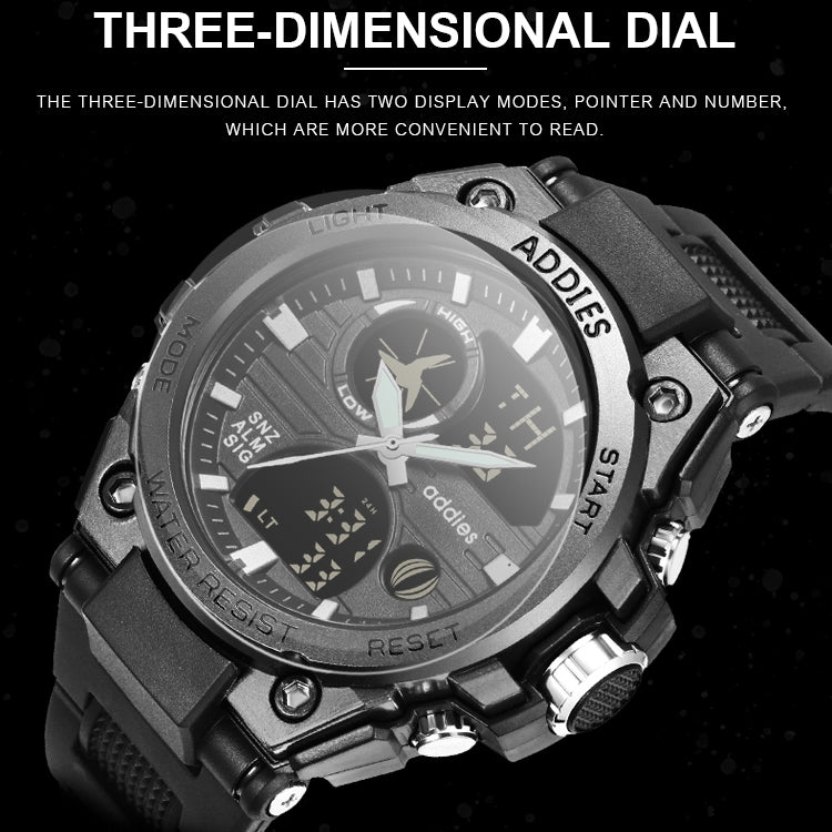 addies MY-1818 Luminous Three-window LED Outdoor Sports Multi-function Electronic Watch for Men, Support Calendar / Alarm Clock / Timer