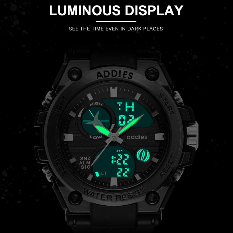 addies MY-1818 Luminous Three-window LED Outdoor Sports Multi-function Electronic Watch for Men, Support Calendar / Alarm Clock / Timer