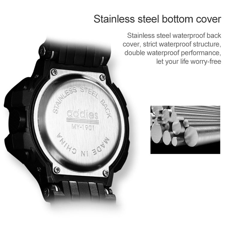 addies MY-1901 Luminous Three-window LED Outdoor Sports Multi-function Electronic Watch for Men, Support Calendar / Alarm Clock / Timer / Talking