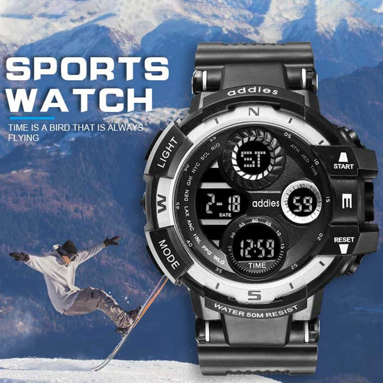 addies MY-1901 Luminous Three-window LED Outdoor Sports Multi-function Electronic Watch for Men, Support Calendar / Alarm Clock / Timer / Talking