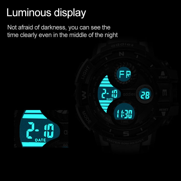addies MY-1901 Luminous Three-window LED Outdoor Sports Multi-function Electronic Watch for Men, Support Calendar / Alarm Clock / Timer / Talking