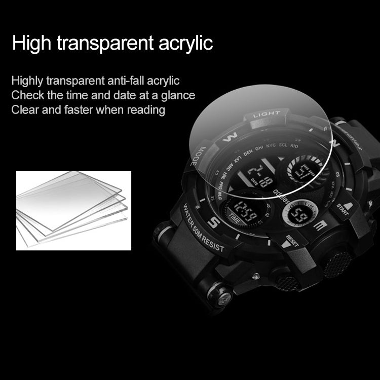 addies MY-1901 Luminous Three-window LED Outdoor Sports Multi-function Electronic Watch for Men, Support Calendar / Alarm Clock / Timer / Talking