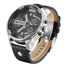 Load image into Gallery viewer, CAGARNY 6820 Fashionable Multifunctional Style Quartz Business Sport Wrist Watch with Leather Band &amp; GMT Time &amp; Calendar &amp; Luminous Display for Men(Brown Band White Window), Brown Band White Window, Black Band White Window, Black Band Blue Window