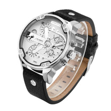 Load image into Gallery viewer, CAGARNY 6820 Fashionable Multifunctional Style Quartz Business Sport Wrist Watch with Leather Band &amp; GMT Time &amp; Calendar &amp; Luminous Display for Men(Brown Band White Window), Brown Band White Window, Black Band White Window, Black Band Blue Window