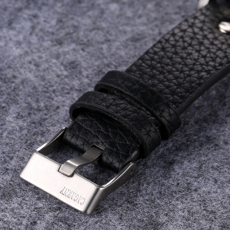 CAGARNY 6820 Fashionable Multifunctional Style Quartz Business Sport Wrist Watch with Leather Band & GMT Time & Calendar & Luminous Display for Men(Brown Band White Window)