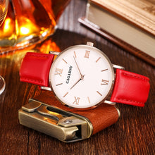 Load image into Gallery viewer, CAGARNY 6812 Concise Style Ultra Thin Quartz Wrist Watch with Leather Band for Women(Black Band)