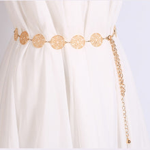 Load image into Gallery viewer, Women Metal Waist Chain Openwork Circle Decoration Waist-chain Lady Dress Belt, Length: 110cm