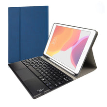 Load image into Gallery viewer, RK102C Detachable Magnetic Plastic Bluetooth Keyboard with Touchpad + Silk Pattern TPU Tablet Case for iPad 10.2, with Pen Slot &amp; Bracket
