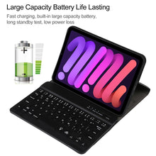 Load image into Gallery viewer, A06S Detachable Lambskin Texture Ultra-thin TPU Backlight Bluetooth Keyboard Leather Tablet Case with Stand For iPad mini 6 / mini 7