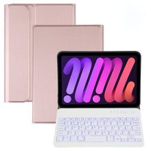 Load image into Gallery viewer, A06S Detachable Lambskin Texture Ultra-thin TPU Backlight Bluetooth Keyboard Leather Tablet Case with Stand For iPad mini 6 / mini 7