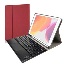 Load image into Gallery viewer, RK508C Detachable Magnetic Plastic Bluetooth Keyboard with Touchpad + Silk Pattern TPU Tablet Case for iPad 9.7 inch, with Pen Slot &amp; Bracket, RK508C