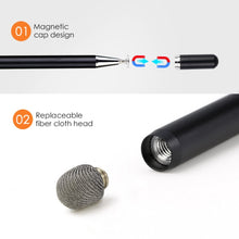 Load image into Gallery viewer, JD02 Universal Magnetic Pen Cap Pan Head + Fiber Cloth 2 in 1 Stylus Pen for Smart Tablets and Mobile Phones