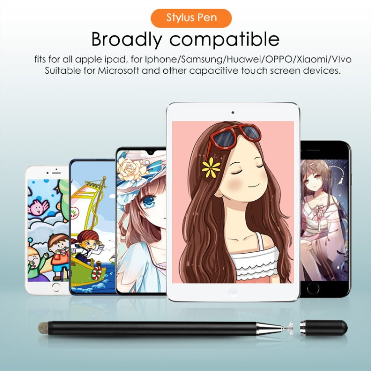 JD02 Universal Magnetic Pen Cap Pan Head + Fiber Cloth 2 in 1 Stylus Pen for Smart Tablets and Mobile Phones