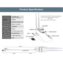 Load image into Gallery viewer, VONETS VAP11S-5G Mini Wireless Bridge 900Mbp WiFi Repeater with 2 Antennas &amp; Fan