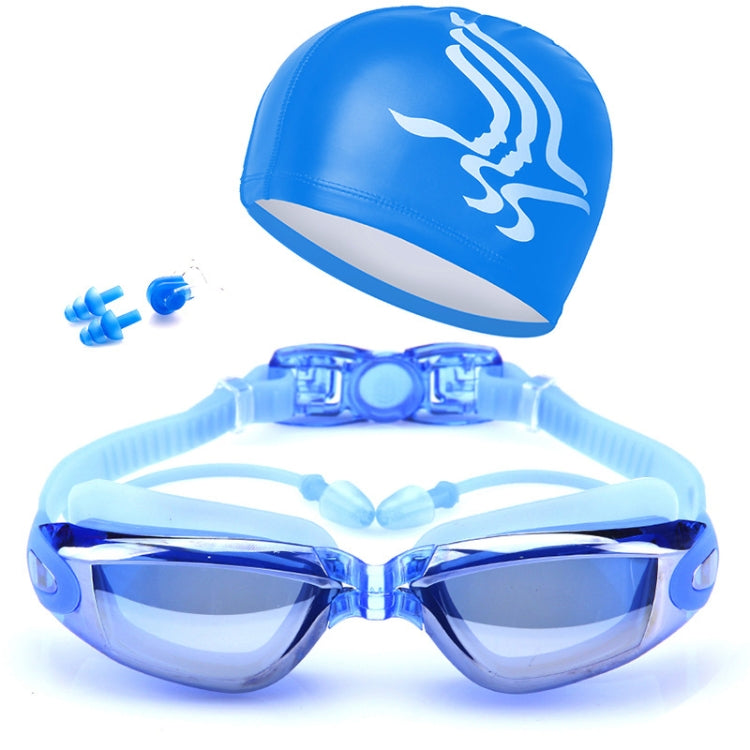 High-definition Waterproof Fogproof Swimming Goggles with Swimming Cap