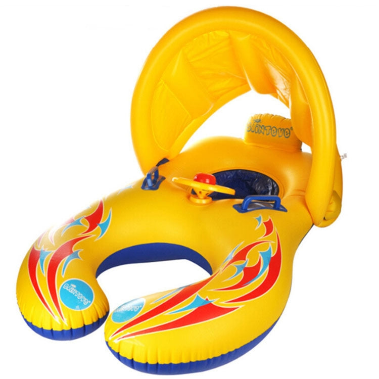 Water Fun Children Sunshade Swimming Circle Yacht, Size: 100x70cm, Yellow Pattern
