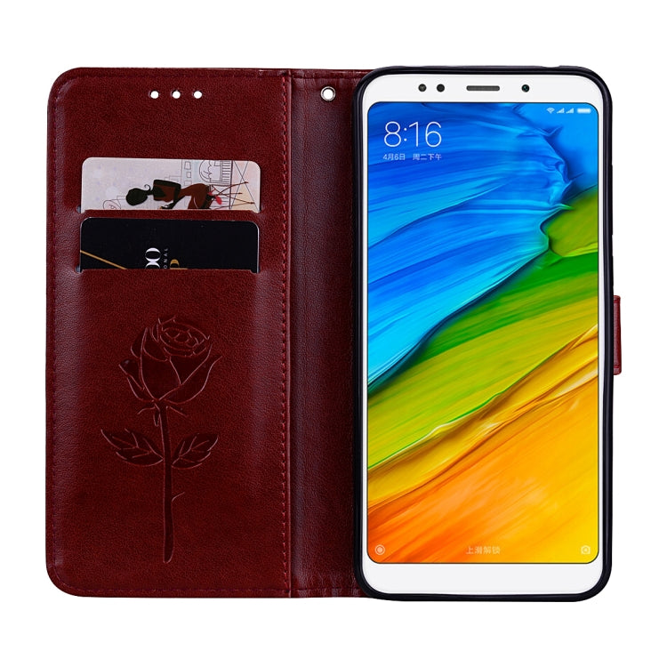 For Xiaomi Redmi 5 Plus Rose Embossed Horizontal Flip Environmental PU Leather Case with Holder & Card Slots & Wallet