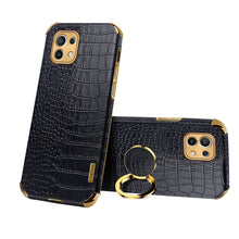 Load image into Gallery viewer, For Xiaomi Mi 11 6D Electroplated TPU Crocodile Pattern Magnetic Leather Case with Ring Holder