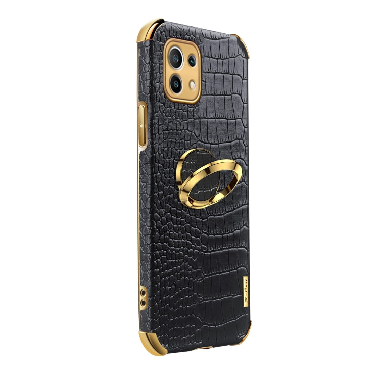 For Xiaomi Mi 11 6D Electroplated TPU Crocodile Pattern Magnetic Leather Case with Ring Holder, For Xiaomi Mi 11