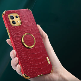 For Xiaomi Mi 11 6D Electroplated TPU Crocodile Pattern Magnetic Leather Case with Ring Holder, For Xiaomi Mi 11