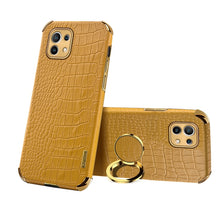 Load image into Gallery viewer, For Xiaomi Mi 11 6D Electroplated TPU Crocodile Pattern Magnetic Leather Case with Ring Holder