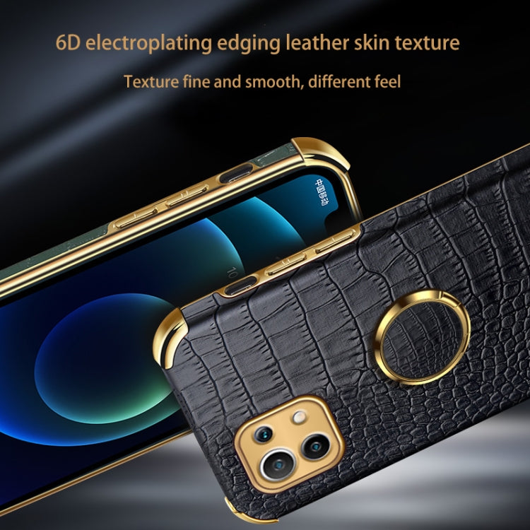 For Xiaomi Mi 11 6D Electroplated TPU Crocodile Pattern Magnetic Leather Case with Ring Holder