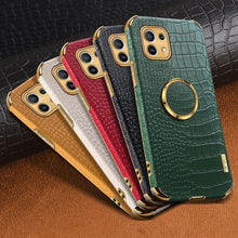 Load image into Gallery viewer, For Xiaomi Mi 11 6D Electroplated TPU Crocodile Pattern Magnetic Leather Case with Ring Holder, For Xiaomi Mi 11