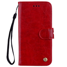 Business Style Oil Wax Texture Horizontal Flip Leather Case for Xiaomi Redmi 7, with Holder & Card Slots & Wallet