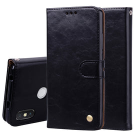 Business Style Oil Wax Texture Horizontal Flip Leather Case for Xiaomi Redmi S2, with Holder & Card Slots & Wallet