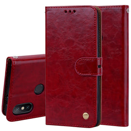 Business Style Oil Wax Texture Horizontal Flip Leather Case for Xiaomi Mi 6X / A2, with Holder & Card Slots & Wallet