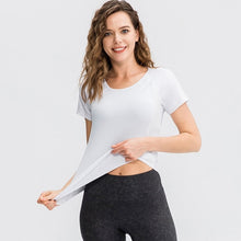 Load image into Gallery viewer, Tight Round Neck Sports Short Sleeve T-shirt For Ladies, S, M, L, XL, XXL