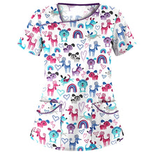 Load image into Gallery viewer, Printed Round Neck Slim-fit Nurse Uniform T-shirt (Color:Light Blue Size:XXXL), S, M, L, XL, XXL, XXXL