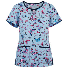 Load image into Gallery viewer, Printed Round Neck Slim-fit Nurse Uniform T-shirt (Color:Light Blue Size:XXXL), S, M, L, XL, XXL, XXXL