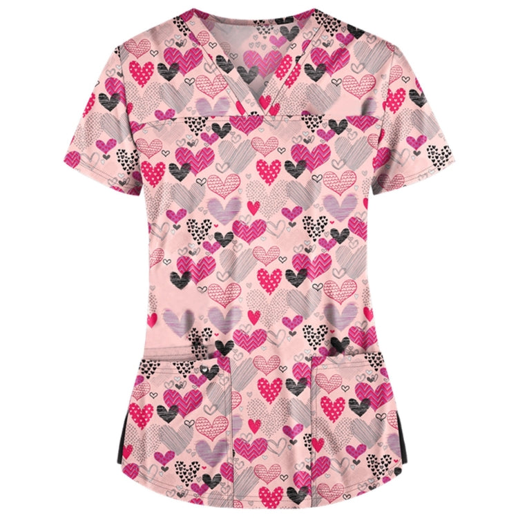 Loose Printed Hedging Thin T-shirt Nurse Uniform (Color:White Size:XXXL), S, M, L, XL, XXL, XXXL