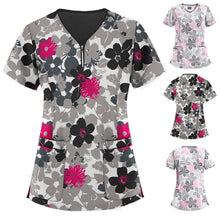 Load image into Gallery viewer, Mid-length Slim-fitting Printed Pullover Nurse Uniform V-neck T-shirt (Color:Pink Size:XXL), S, M, L, XL, XXL, XXXL