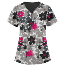 Load image into Gallery viewer, Mid-length Slim-fitting Printed Pullover Nurse Uniform V-neck T-shirt (Color:Pink Size:XXL), S, M, L, XL, XXL, XXXL