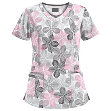 Load image into Gallery viewer, Mid-length Slim-fitting Printed Pullover Nurse Uniform V-neck T-shirt (Color:Pink Size:XXL), S, M, L, XL, XXL, XXXL
