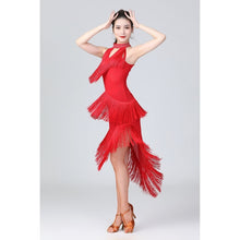 Load image into Gallery viewer, Halter Neck Irregular Tassel Latin Dance Dress Competition Performance Suit With Separate Bottoms, M, L, XL