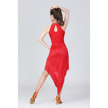 Load image into Gallery viewer, Halter Neck Irregular Tassel Latin Dance Dress Competition Performance Suit With Separate Bottoms, M, L, XL