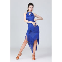 Load image into Gallery viewer, Halter Neck Irregular Tassel Latin Dance Dress Competition Performance Suit With Separate Bottoms, M, L, XL