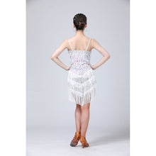 Load image into Gallery viewer, Waterdrop Fringed Sequins Suspenders Latin Dance Dress Competition Performance Suit, Free Size