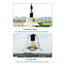 Load image into Gallery viewer, E27 Retro Industrial Hanging Lamp Small Bell Transparent Glass Pendant Light