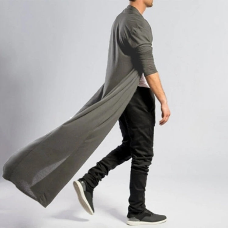Mens Casual Loose Long Cardigans Coat (Color:Black Size:S), S, M, L, XL, XXL, XXXL