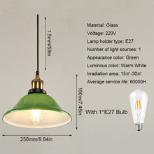 Load image into Gallery viewer, LED Industrial Edison Vintage Style Hanging lamp Green Emerald Glass Pendant Light with E27 Bulb