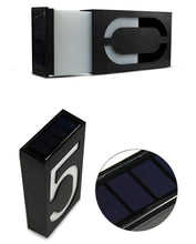 Load image into Gallery viewer, 0.36W Solar Powered Wall Mount 6 LEDs Lighting Doorplate Lamp House Number Porch Lights with Solar Pannel(1), -1.0, -2.0, -3.0, -4.0, -5.0, -6.0, -7.0, -8.0, -9.0, 0.0