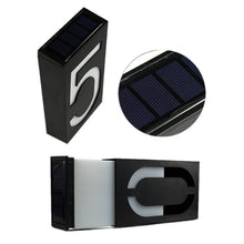 Load image into Gallery viewer, 0.36W Solar Powered Wall Mount 6 LEDs Lighting Doorplate Lamp House Number Porch Lights with Solar Pannel(1), -1.0, -2.0, -3.0, -4.0, -5.0, -6.0, -7.0, -8.0, -9.0, 0.0