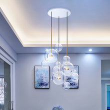 Load image into Gallery viewer, 30W Creative Glass Ball Molecule Modern Lamp Personality Living Room Chandelier Soap Bubble Lamp, 14 Balls 3 Lamps,  Long Plate, Size: 120 x 84cm