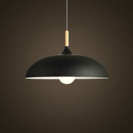 40W 35cm Minimalist Creative Personality Semi-circular Lid Chandelier Wrought Iron Single-head Restaurant Living Room Hotel Lamps, 35cm Black, 35cm White